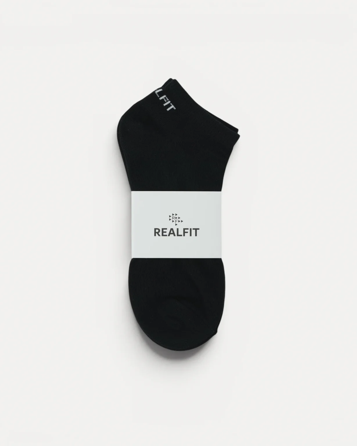 Realfit Ankle Socks in Midnight Black with retail packaging