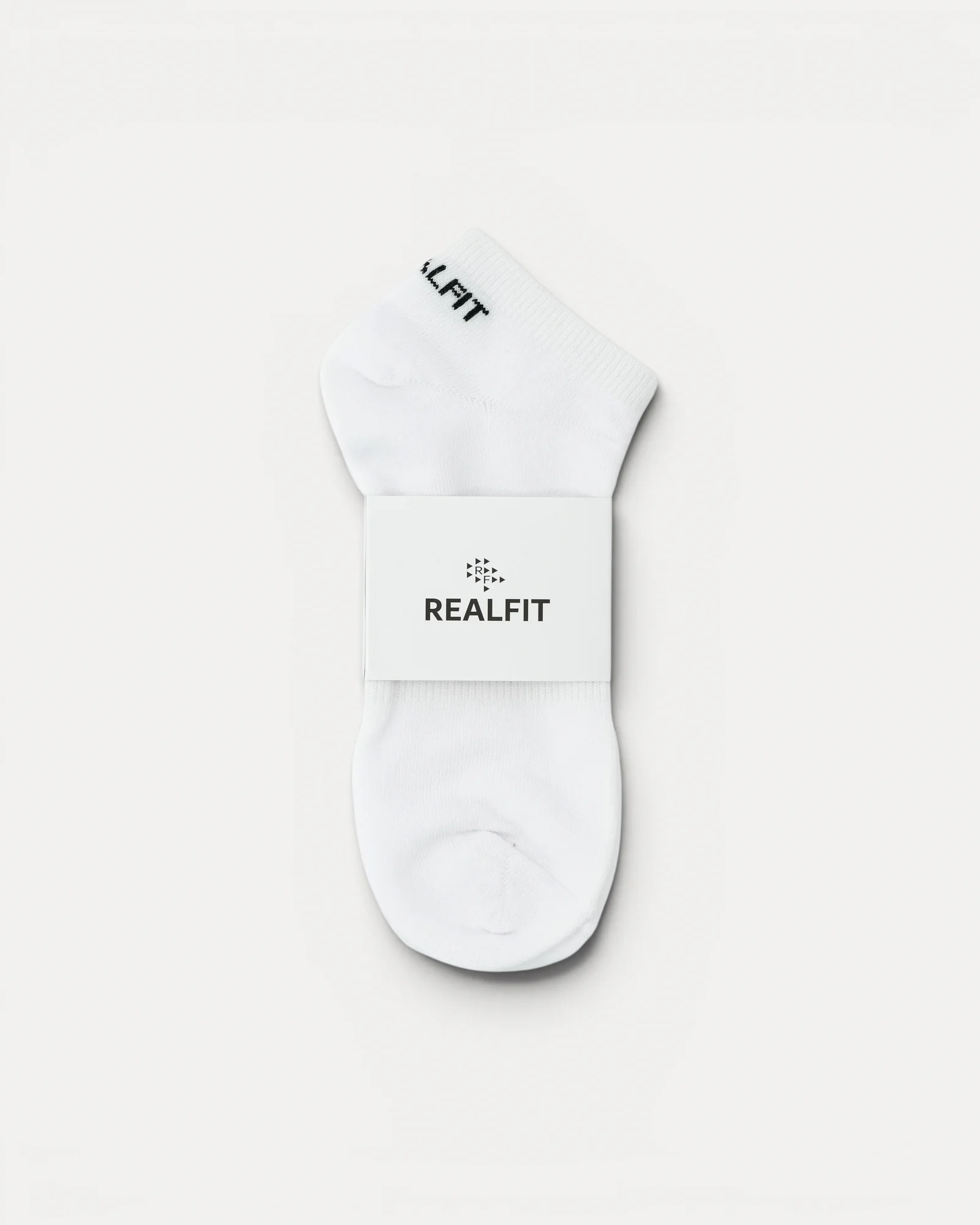Realfit Ankle Socks in Optic White with retail packaging