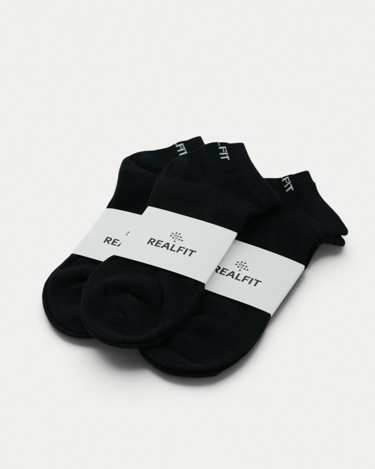 Realfit Ankle Socks 3 Pack in Midnight Black with retail packaging