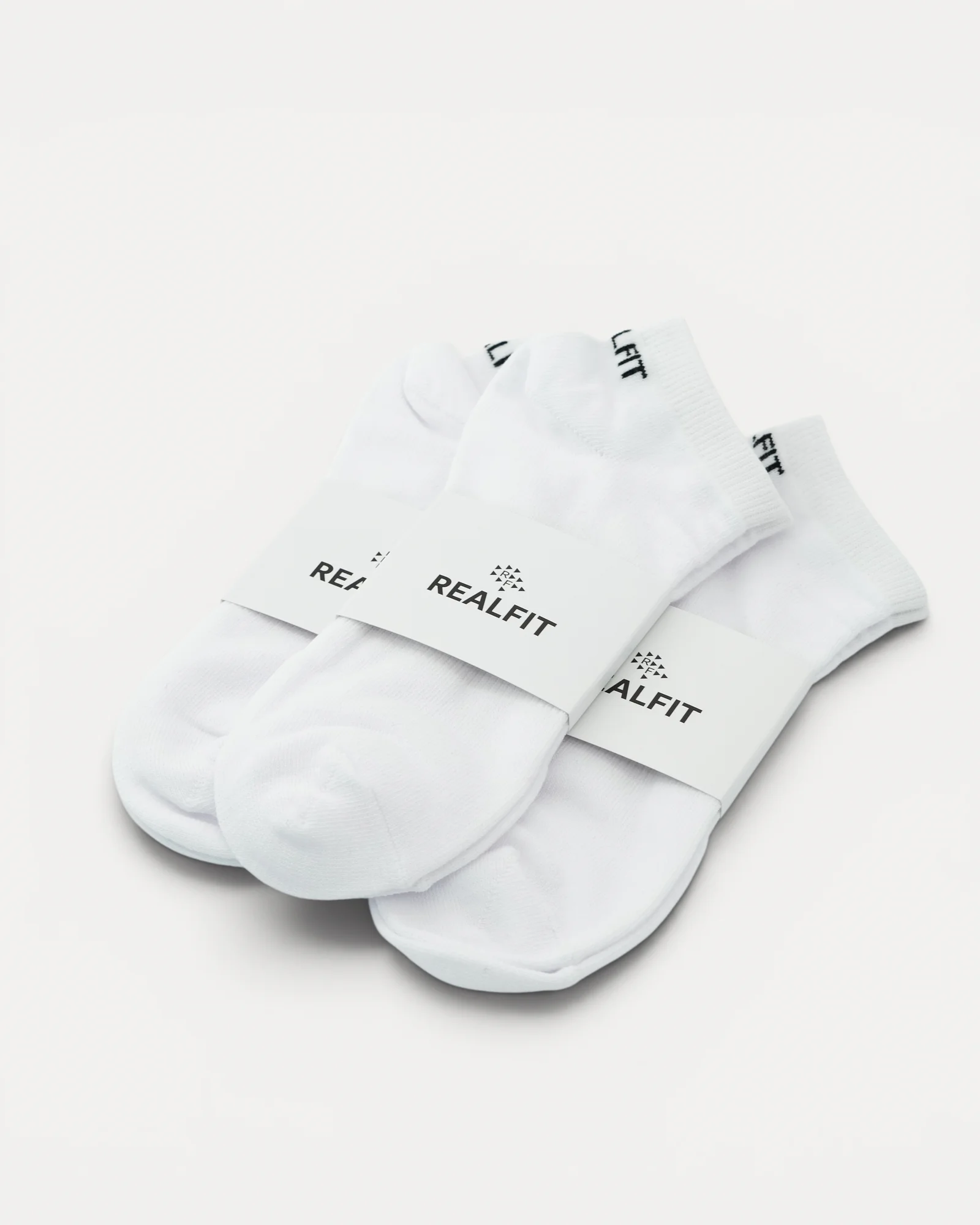 Realfit Ankle Socks 3 Pack in Optic White with retail packaging