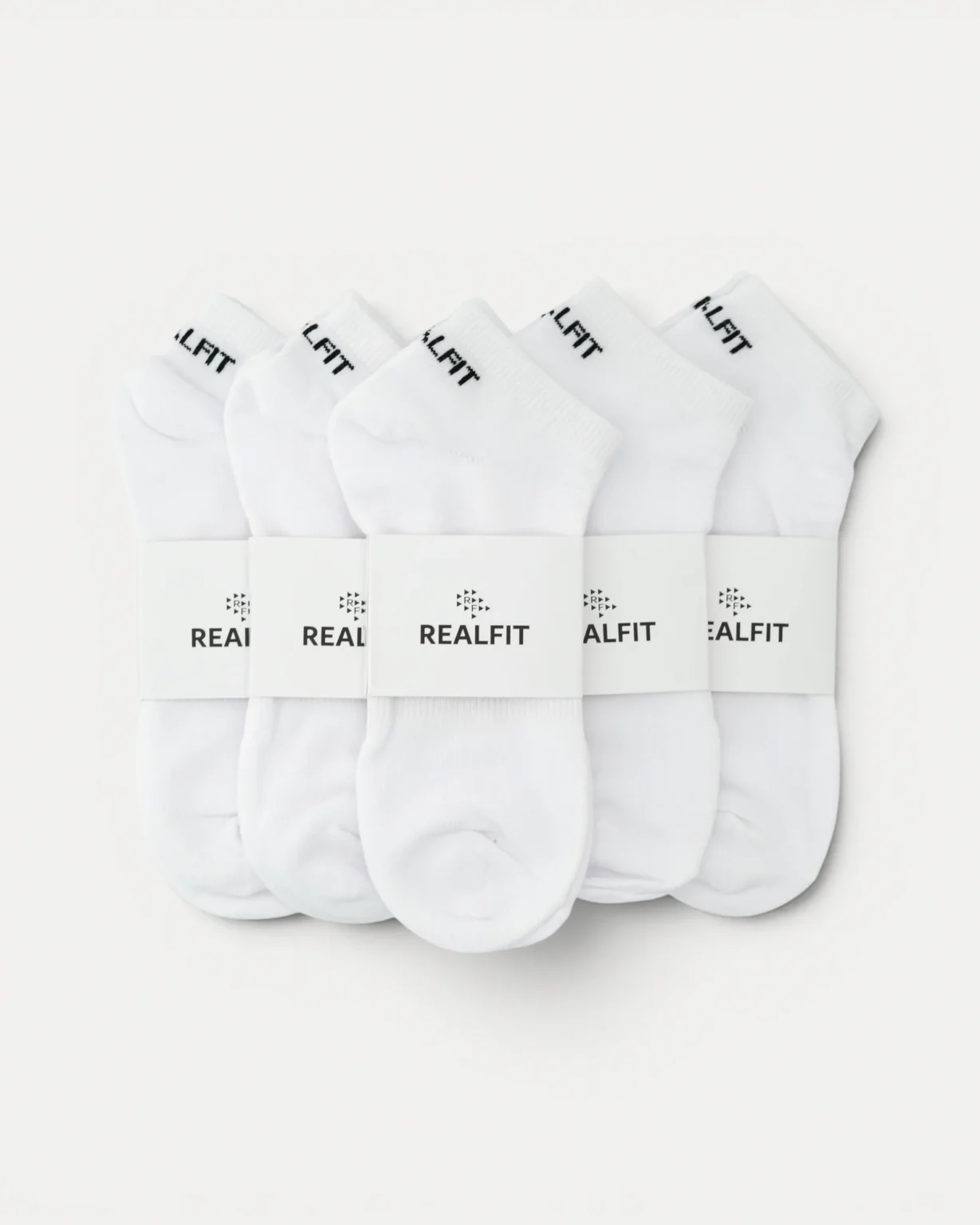 Realfit Ankle Socks 6 Pack in Optic White with retail packaging