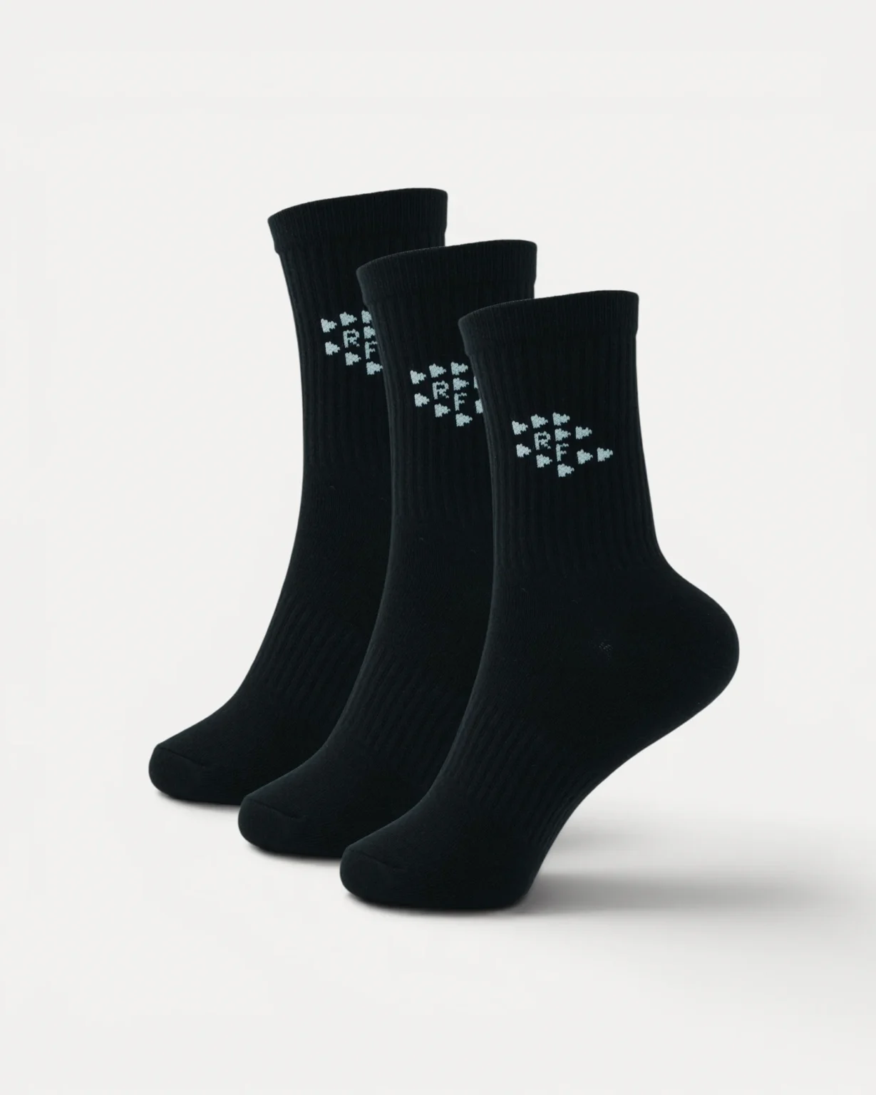 Realfit Crew Socks 3 Pack in Midnight Black for training and everyday wear