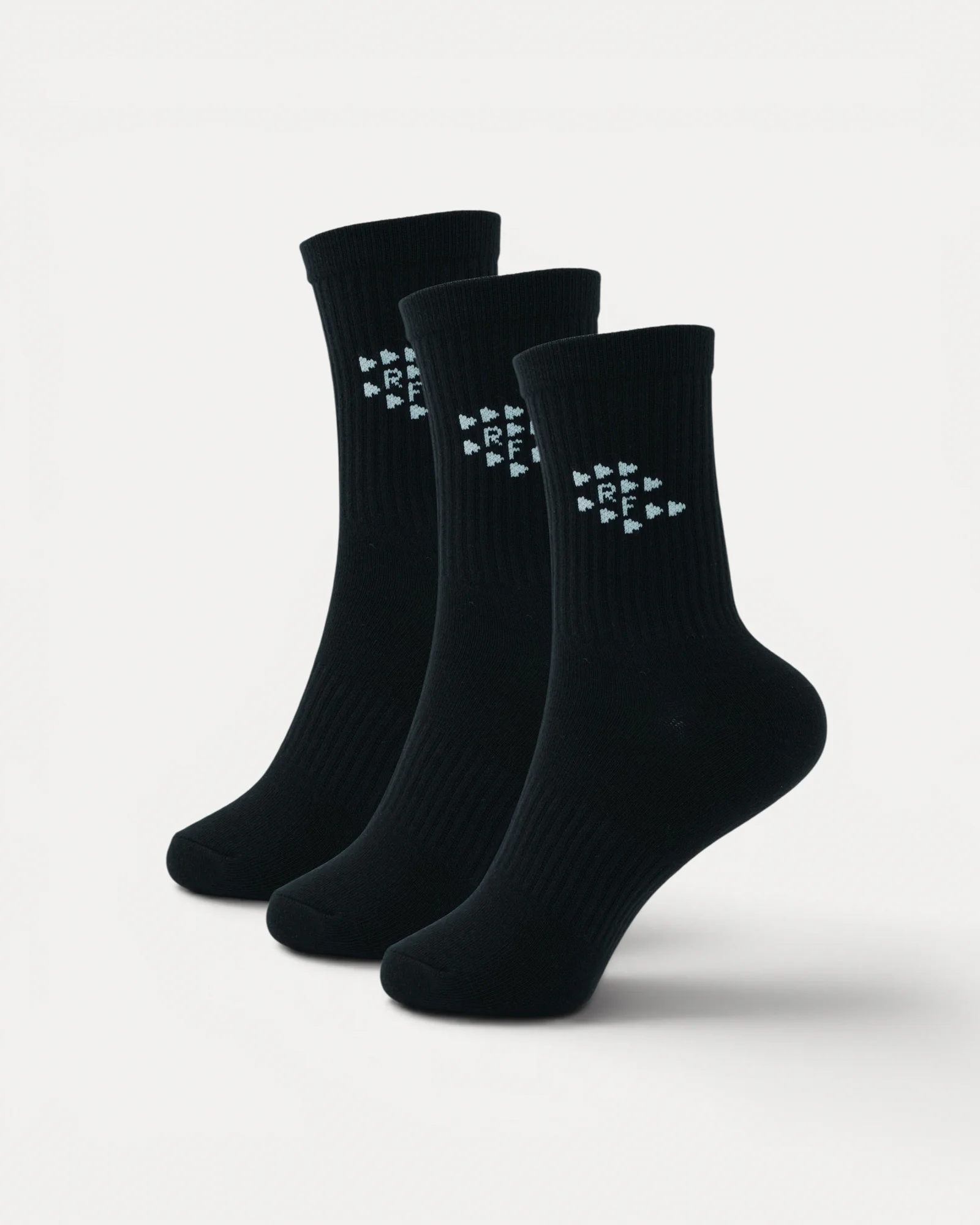 Realfit Crew Socks 3 Pack in Midnight Black for training and everyday wear