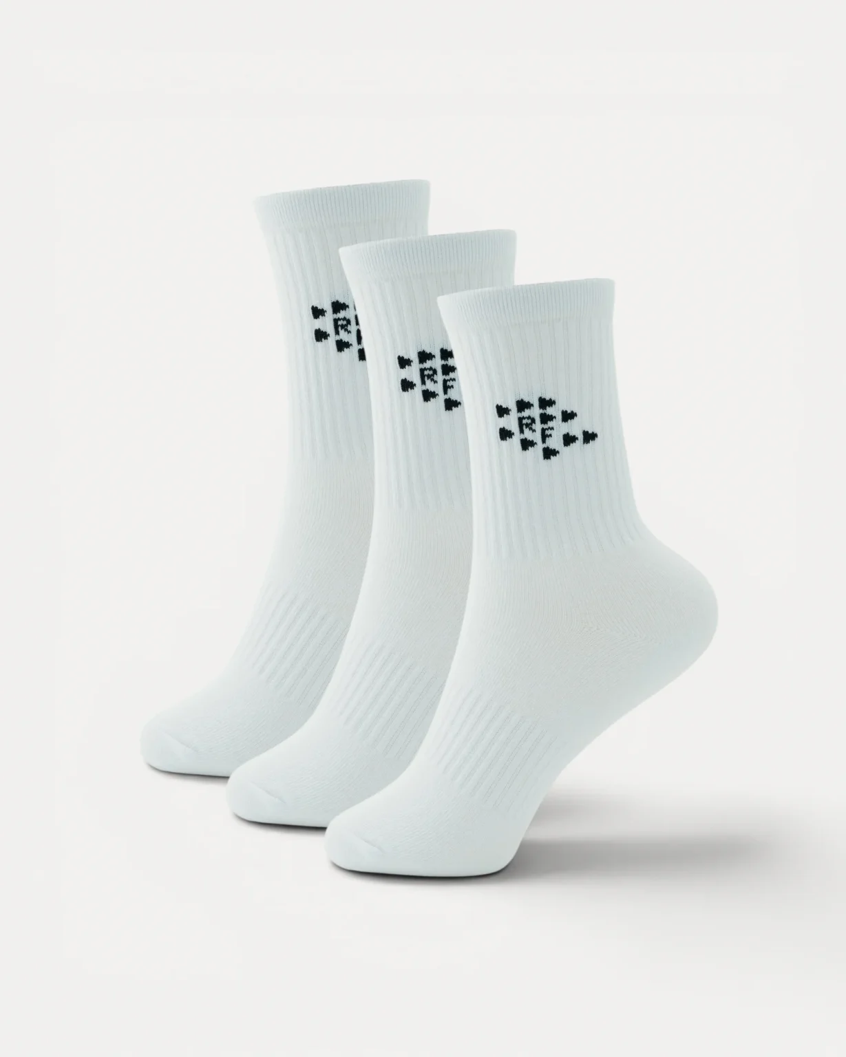 Realfit Crew Socks 3 Pack in Optic White for training and everyday wear