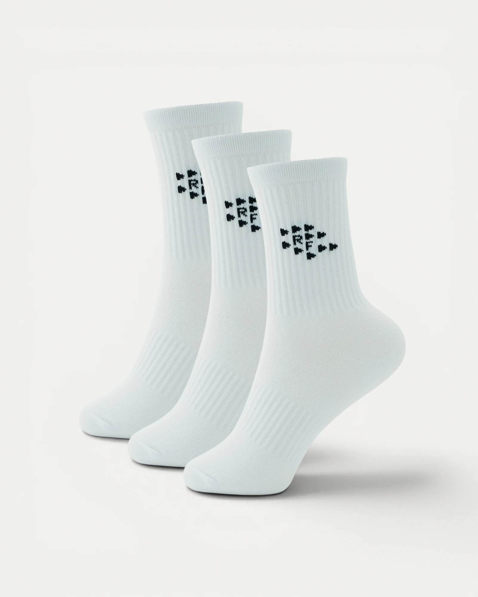 Realfit Crew Socks 3 Pack in Optic White for training and everyday wear