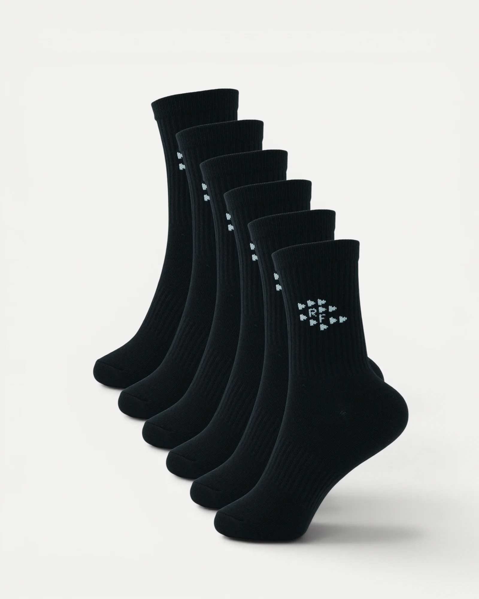 Realfit Crew Socks 6 Pack in Midnight Black for training and everyday wear