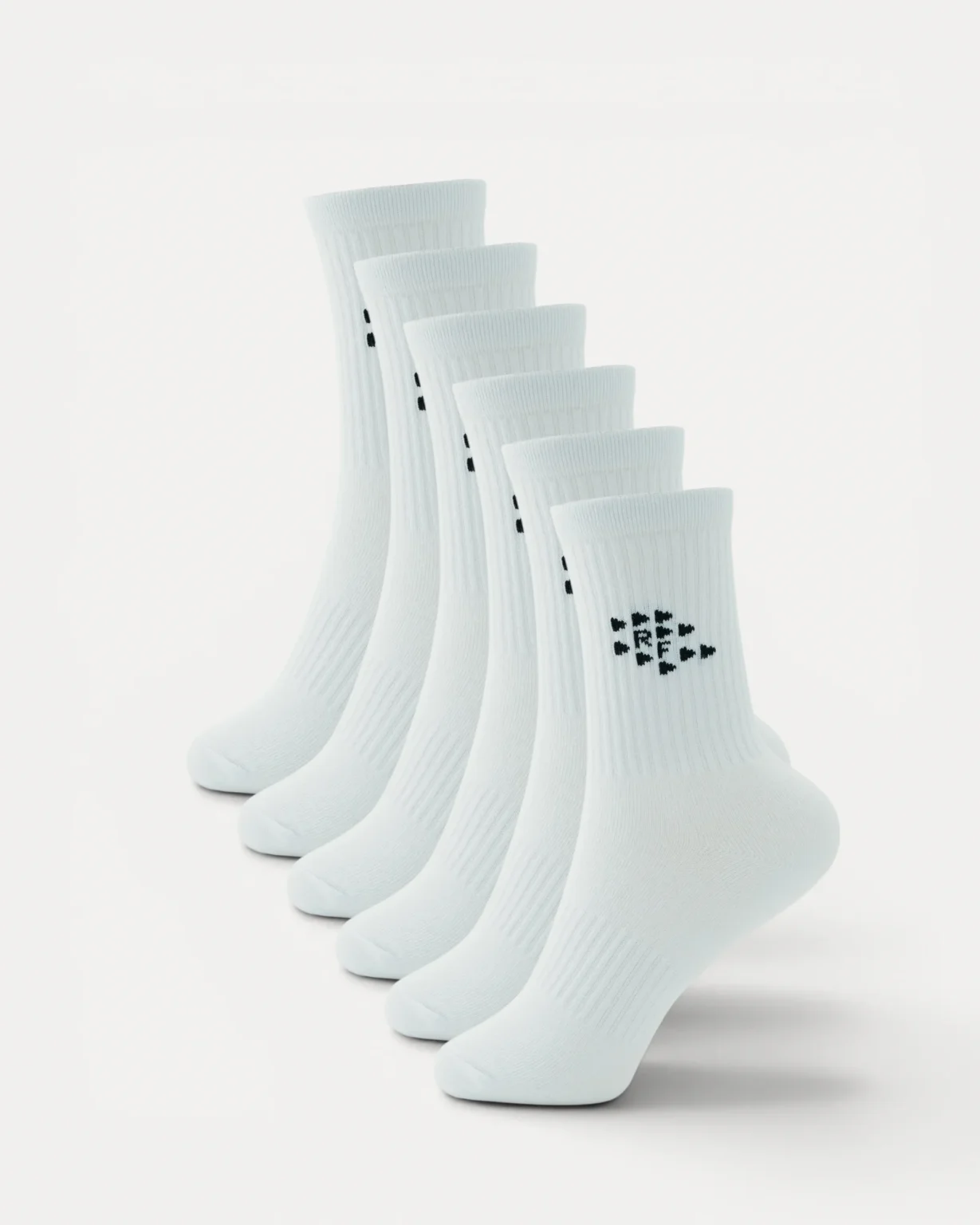 Realfit Crew Socks 6 Pack in Optic White for training and everyday wear