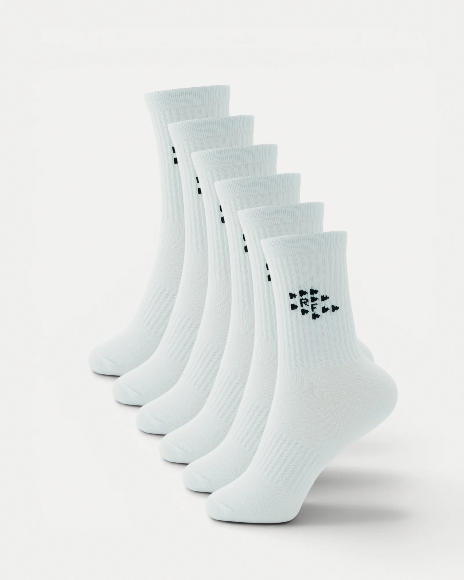 Realfit Crew Socks 6 Pack in Optic White for training and everyday wear