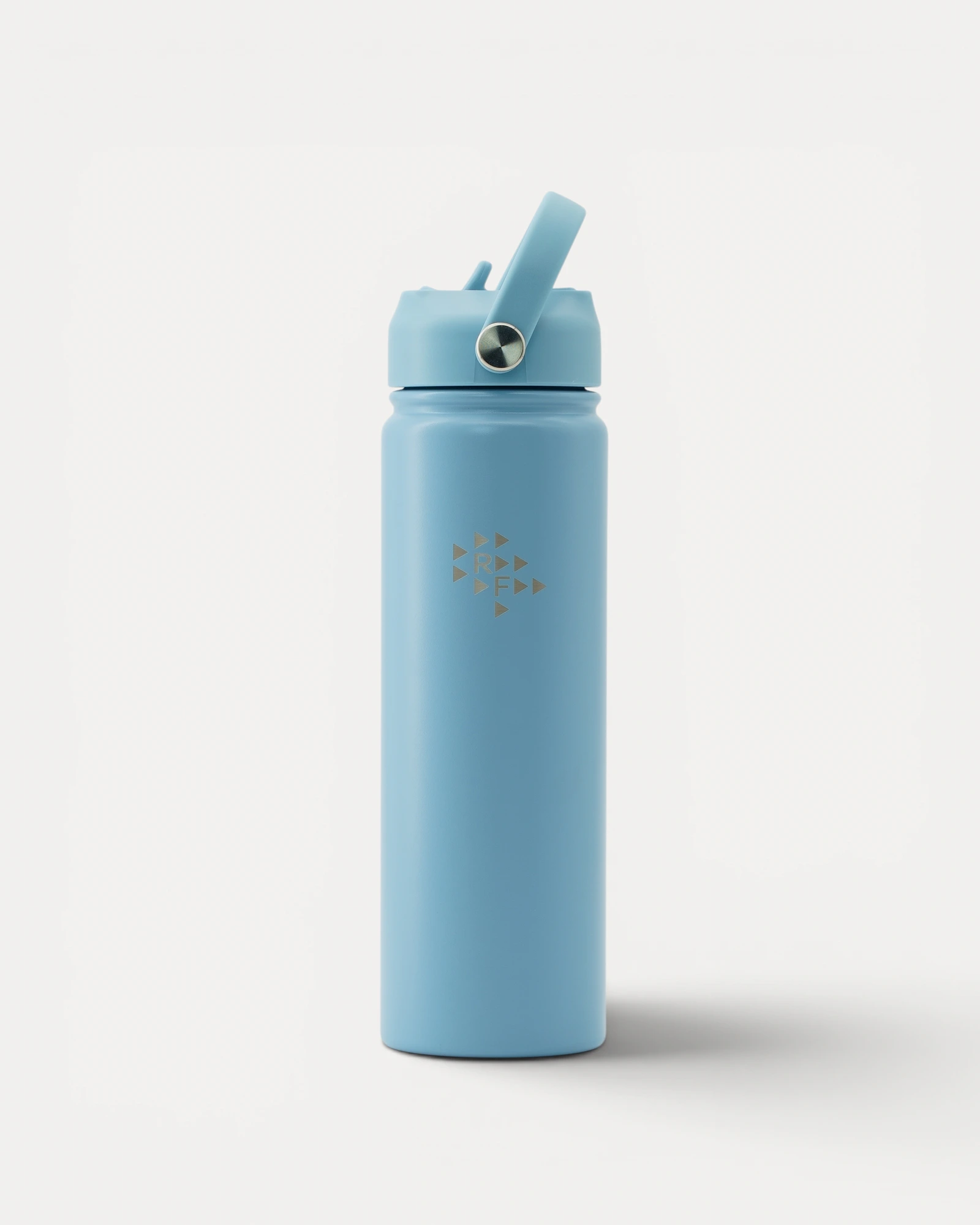 Realfit Stainless Steel Water Bottle in Glacier Blue with carry handle and flip straw lid