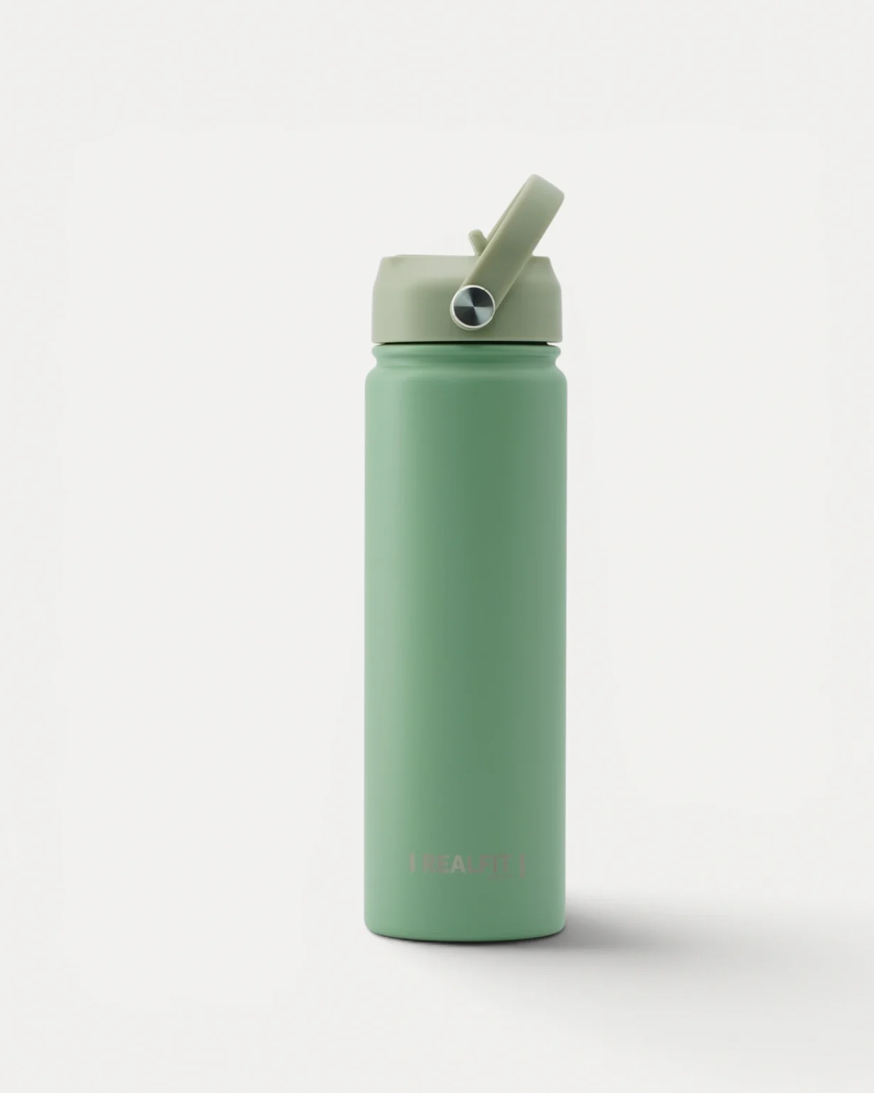 Rear view of Realfit Soft Mint stainless steel water bottle