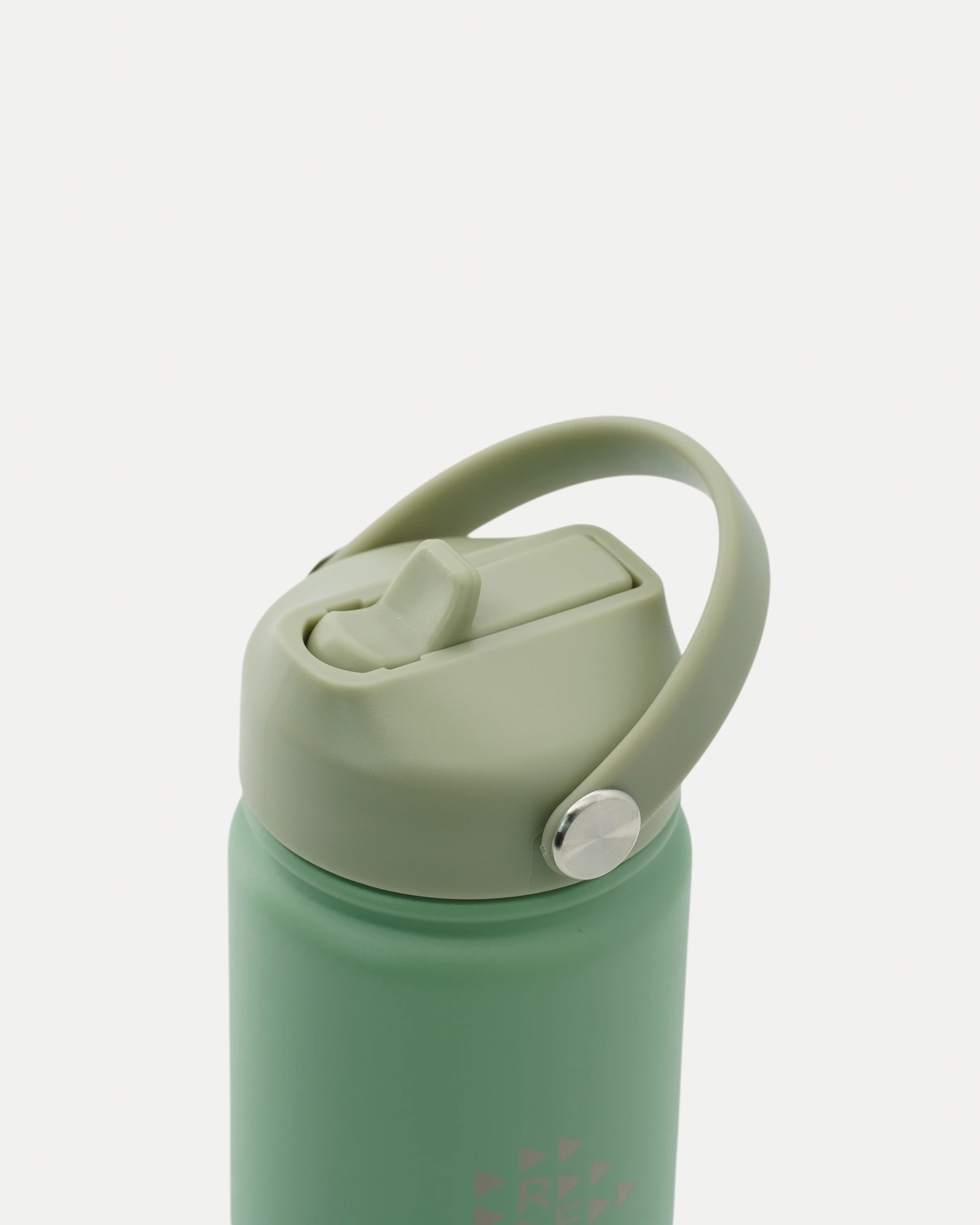Realfit Soft Mint water bottle with flip straw lid closed