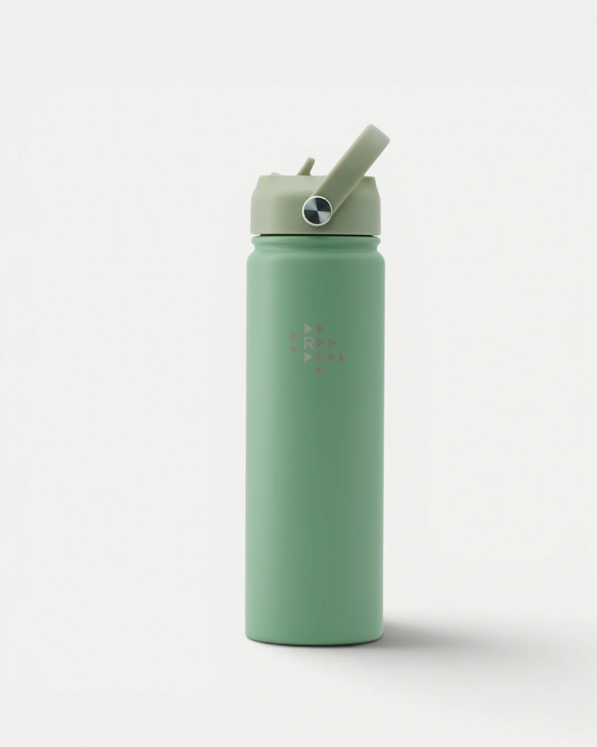 Realfit Stainless Steel Water Bottle in Soft Mint with carry handle and flip straw lid