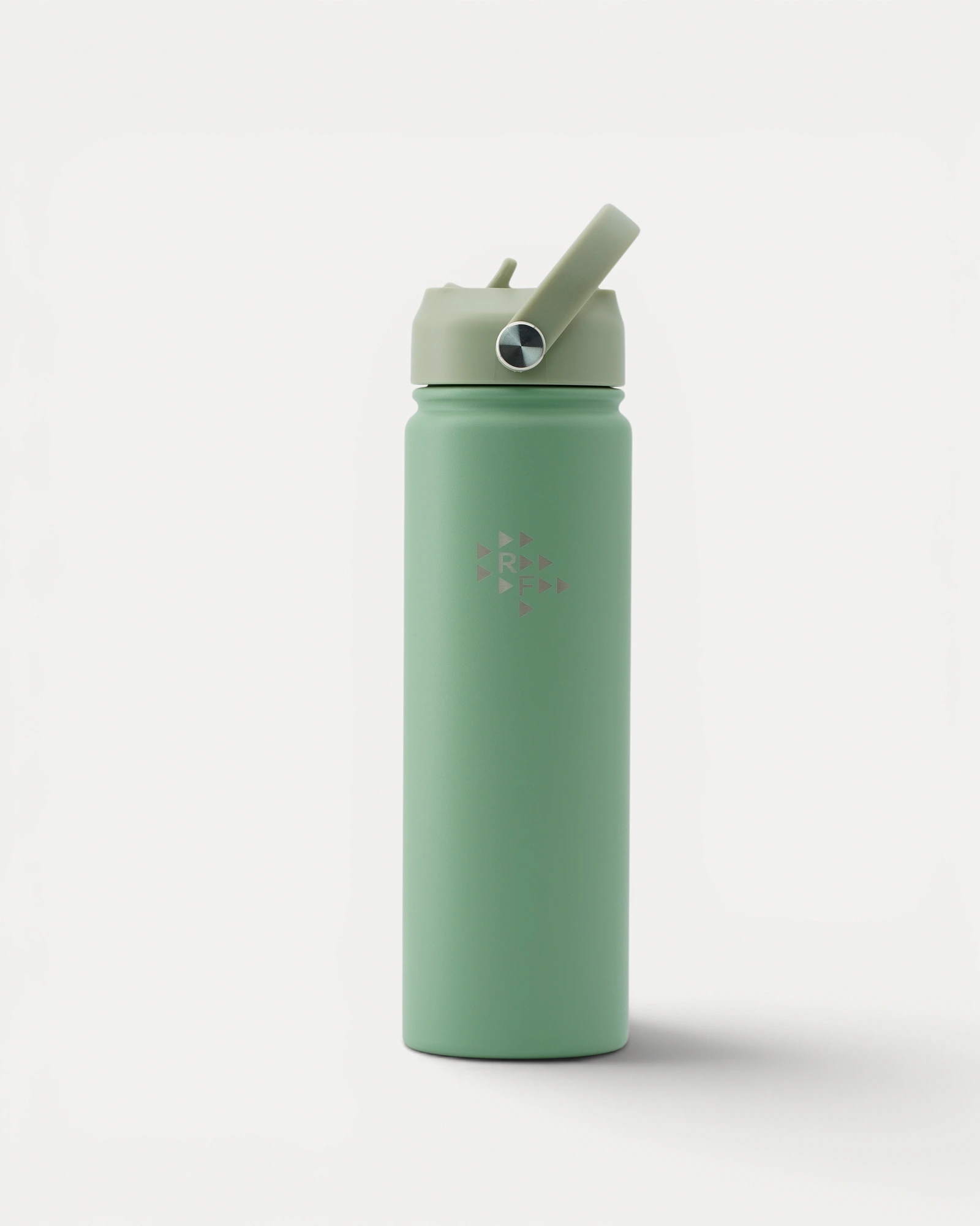 Realfit Stainless Steel Water Bottle in Soft Mint with carry handle and flip straw lid
