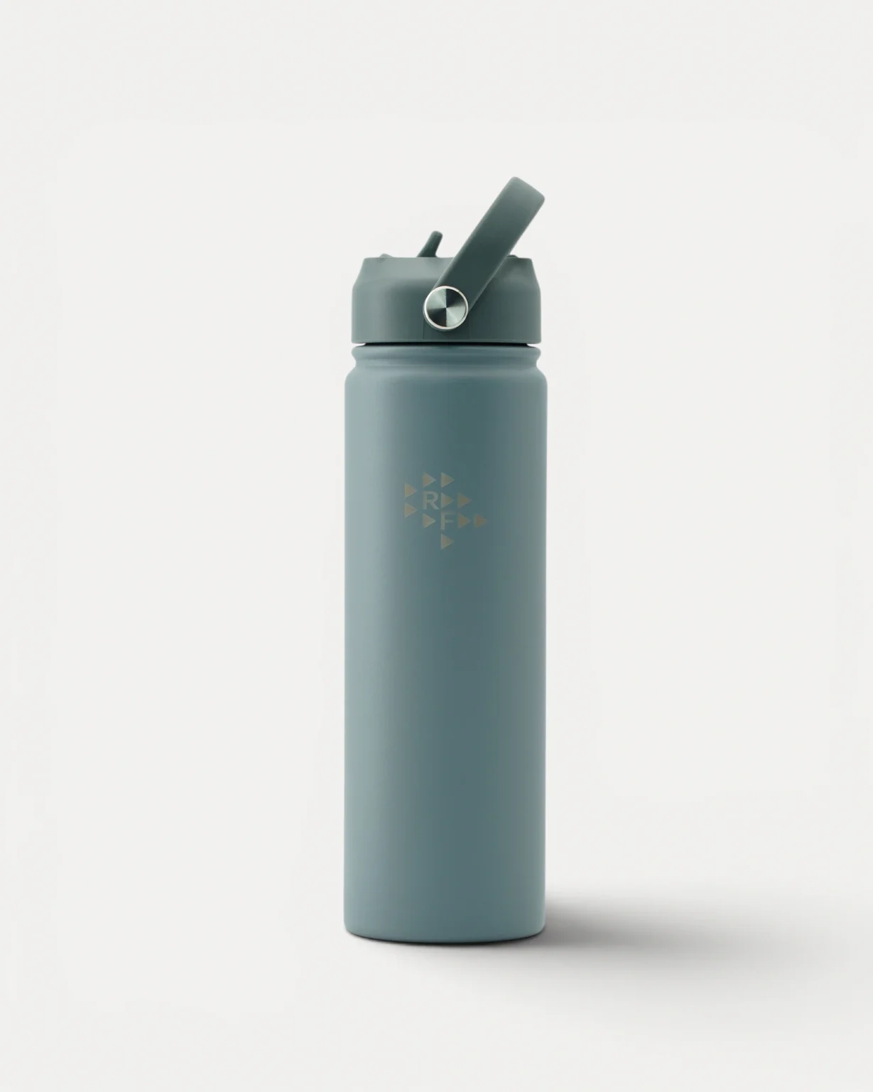Realfit Stainless Steel Water Bottle in Storm with carry handle and flip straw lid