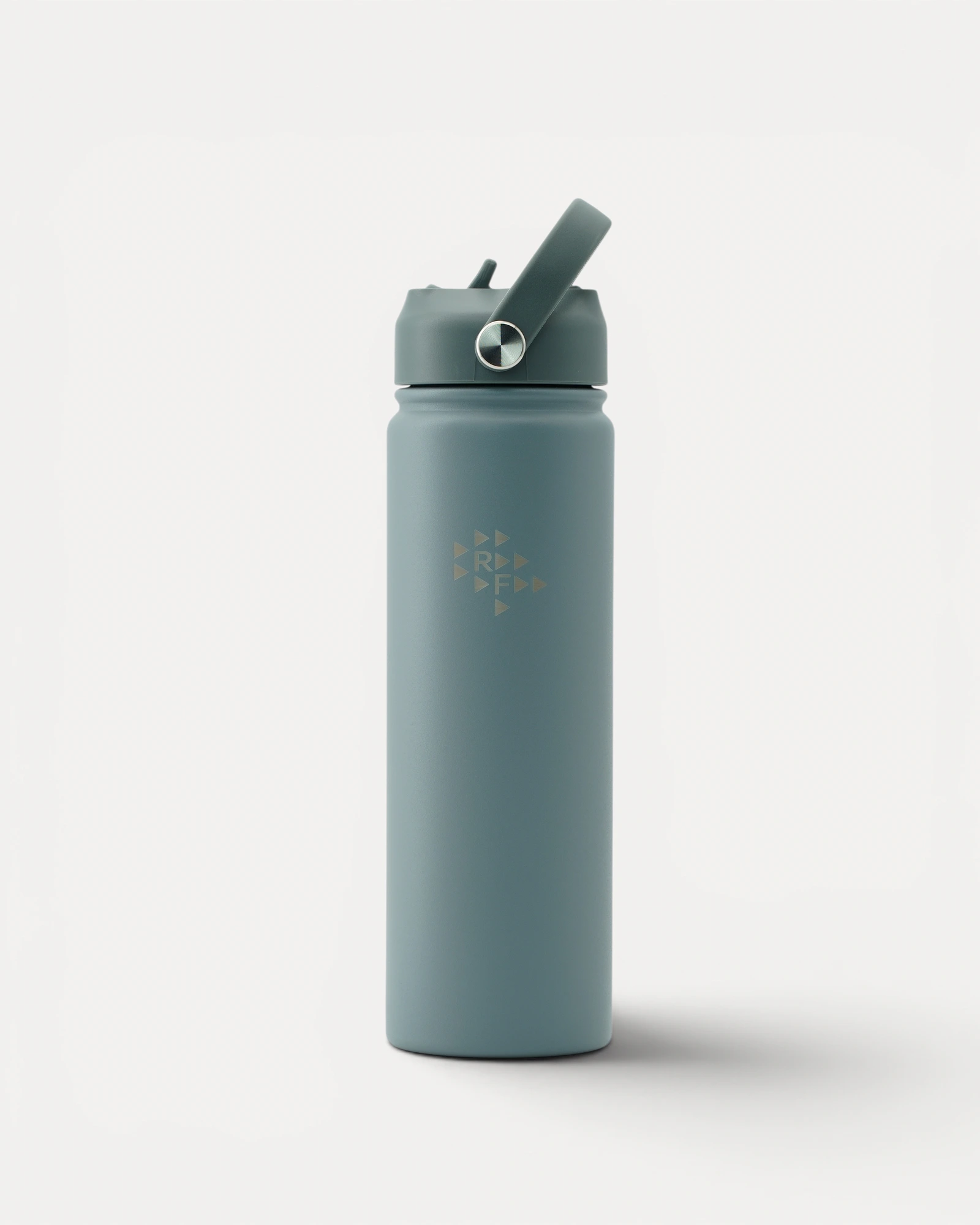 Realfit Stainless Steel Water Bottle in Storm with carry handle and flip straw lid