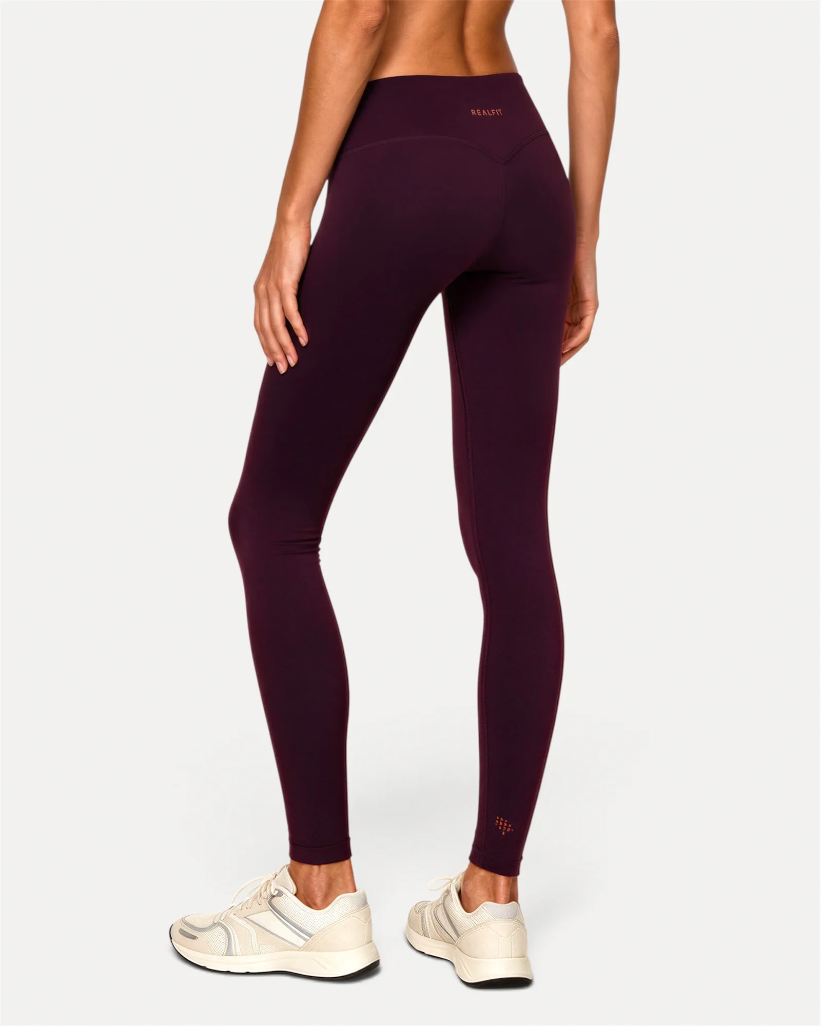Back view of mulberry Realfit core leggings for women
