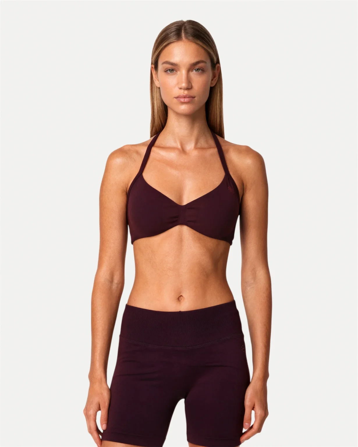 Front view of mulberry Realfit ruched bra for women