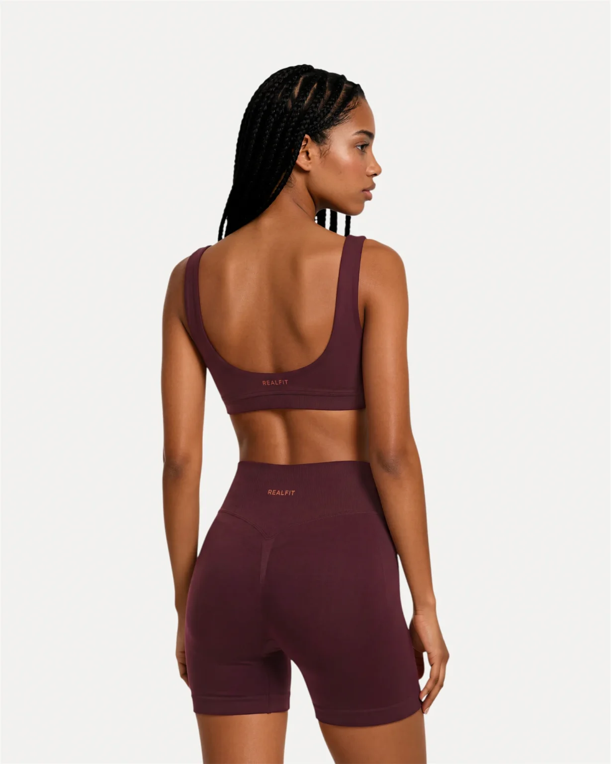 Back view of mulberry Realfit scoop bra for women
